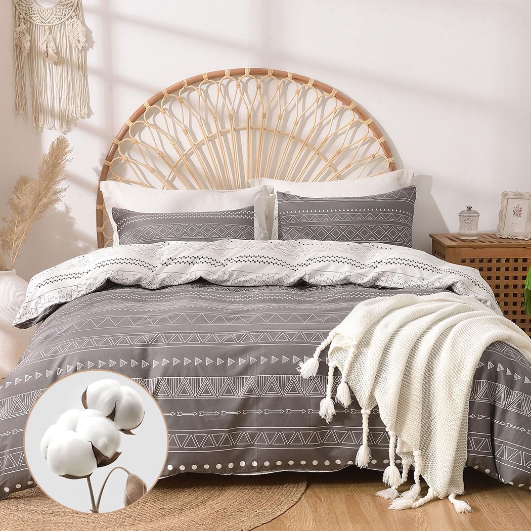 Lekesky Cotton Duvet Cover Double, 100% Cotton Bedding Double Bed Set, Cotton Bedding, Boemia Double Duvet Set (1 Comforter Cover 200x200cm+2 Pillow Cases) — image 1