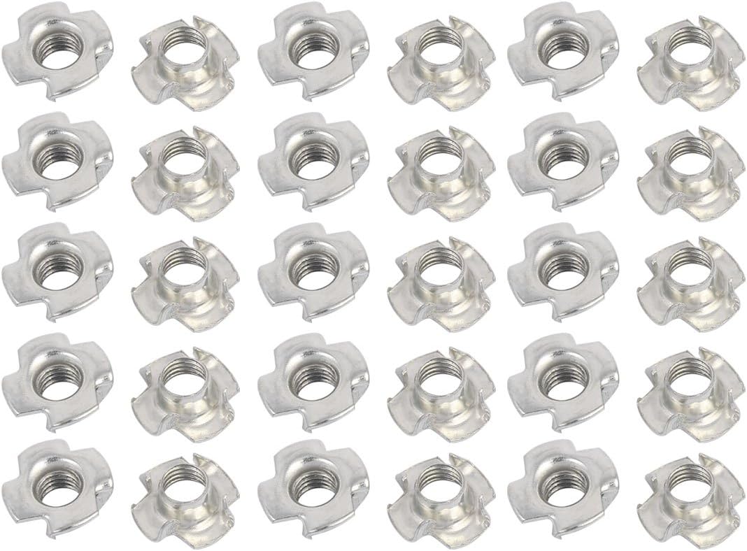 Aexit M8 x 8mm Four Pronged Tee Nuts Captive Blind Inserts 30pcs for Wood Furniture (8e50b43f033741c8a9ae72858bc50029)
