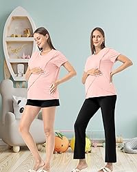 Rnxrbb 3 Piece Postpartum Nursing Pajamas Set