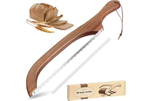 Blamovo Wooden Bread Knife for Sourdough, Bread Slicer for Homemade Bread, Serrated Bread Cutter for Bagels & Baguettes, Cout