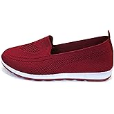 SPATI Women's Knitting Flat Shoes Walking Shoes Comfort Loafers Breathable Mesh Female Round Toe Black, Pink, Purple, Red