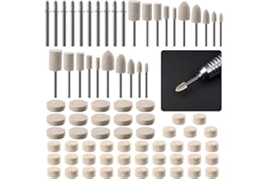 FUNNYTEK 80PCS Wool Felt Polishing Wheel Wool Felt Polishing Pads with 1/8" Shank Fits for Dremel Rotary Tools Wool Buffing Wheel for Wood Metal Glass Jewelry Polishing