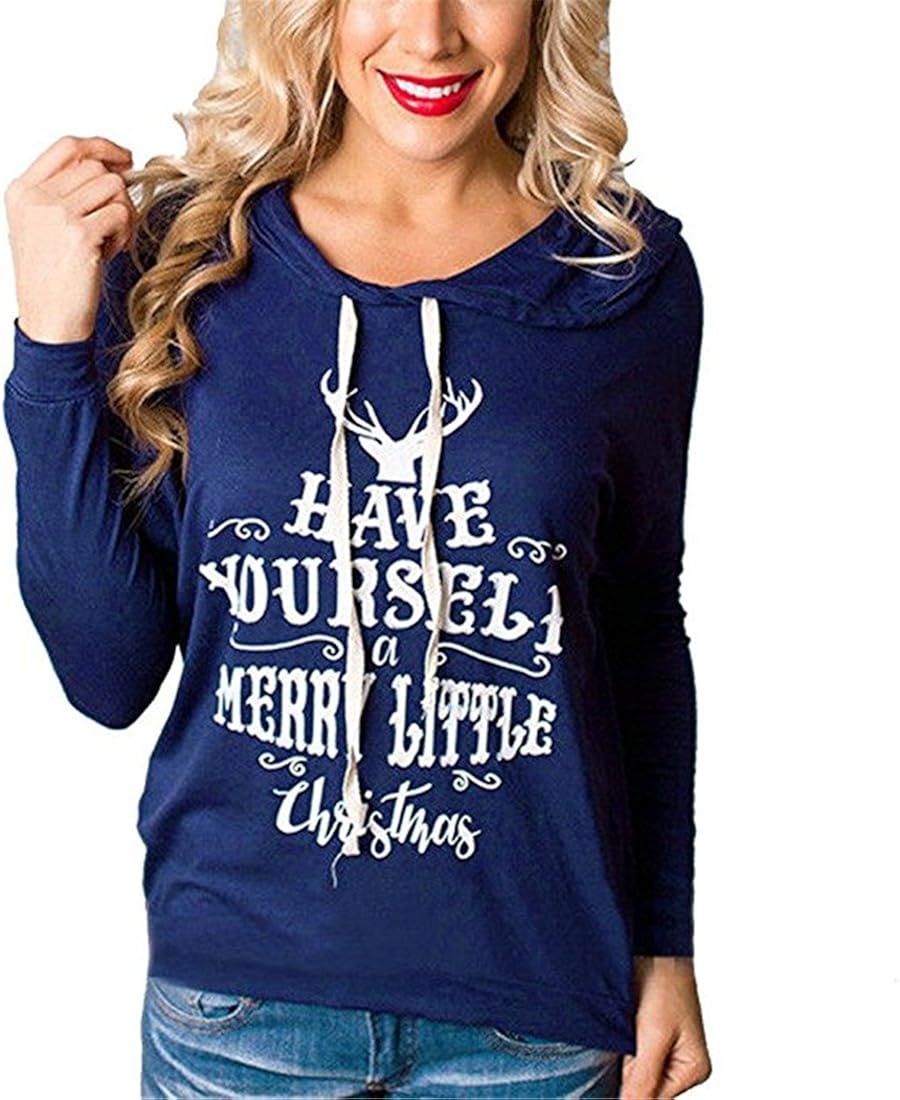 FCYOSO Women's Cotton Reindeer Xmas Christmas Hoodie Sweatshirt Hooded