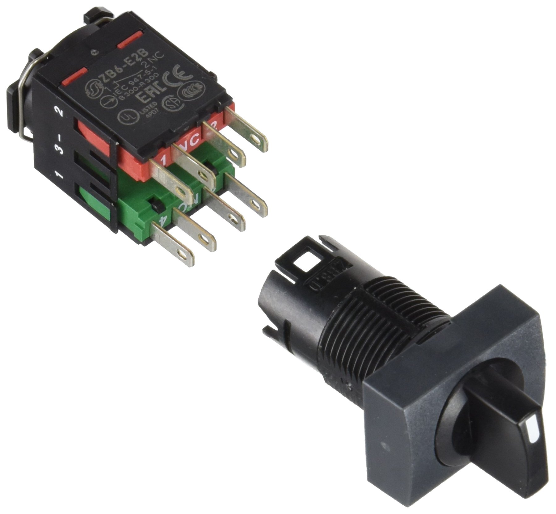 Schneider Electric XB6DD235B Selector Switch 16mm, Black Complete Rectangular Selector Switch Ø16 3-Position Stay Put 1No+1Nc, Part Number