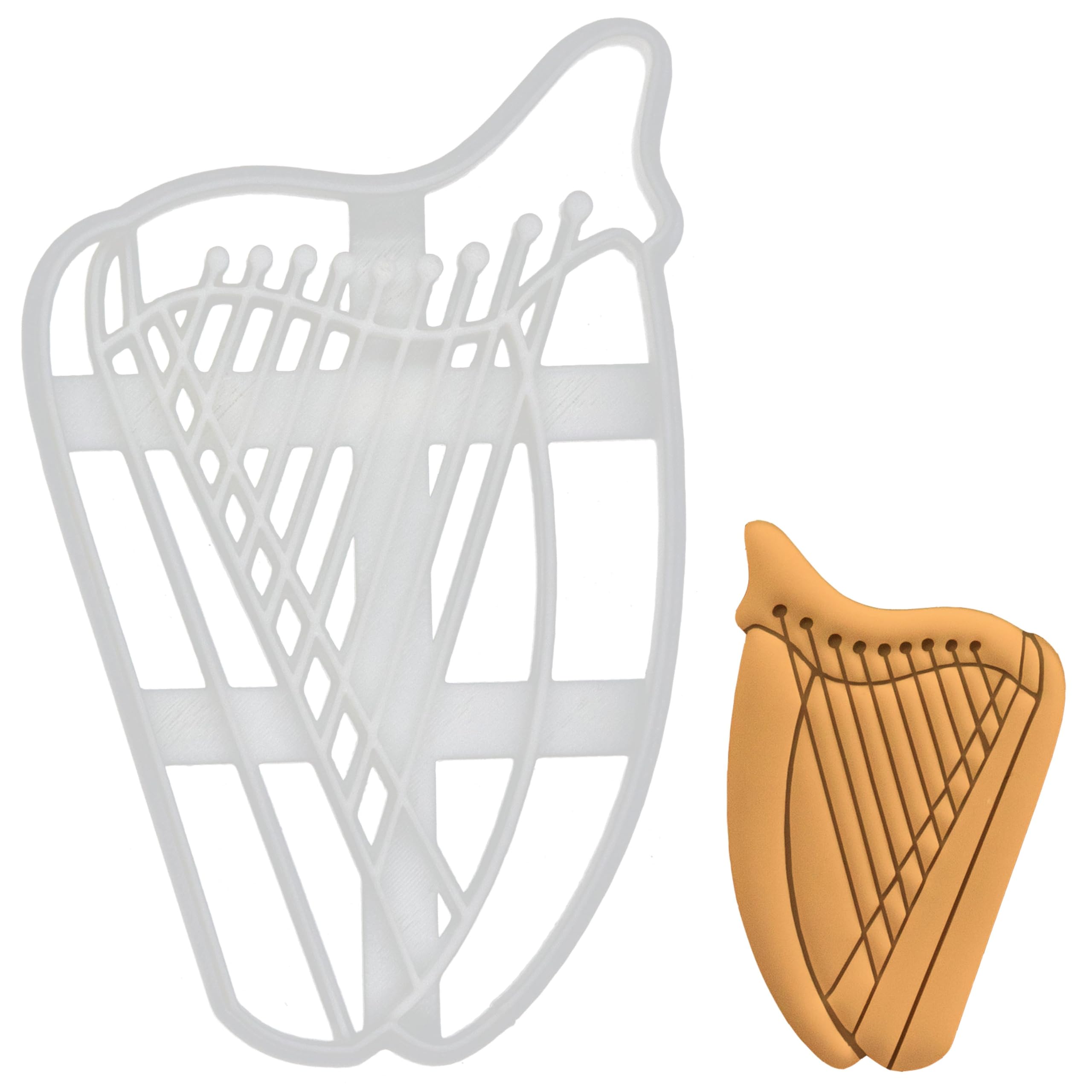 BAKERLOGY Harp Cookie Cutter - Detailed Biscuit Cutter Design for Baking and Crafts, Ideal on Fondant, Dough, Clay
