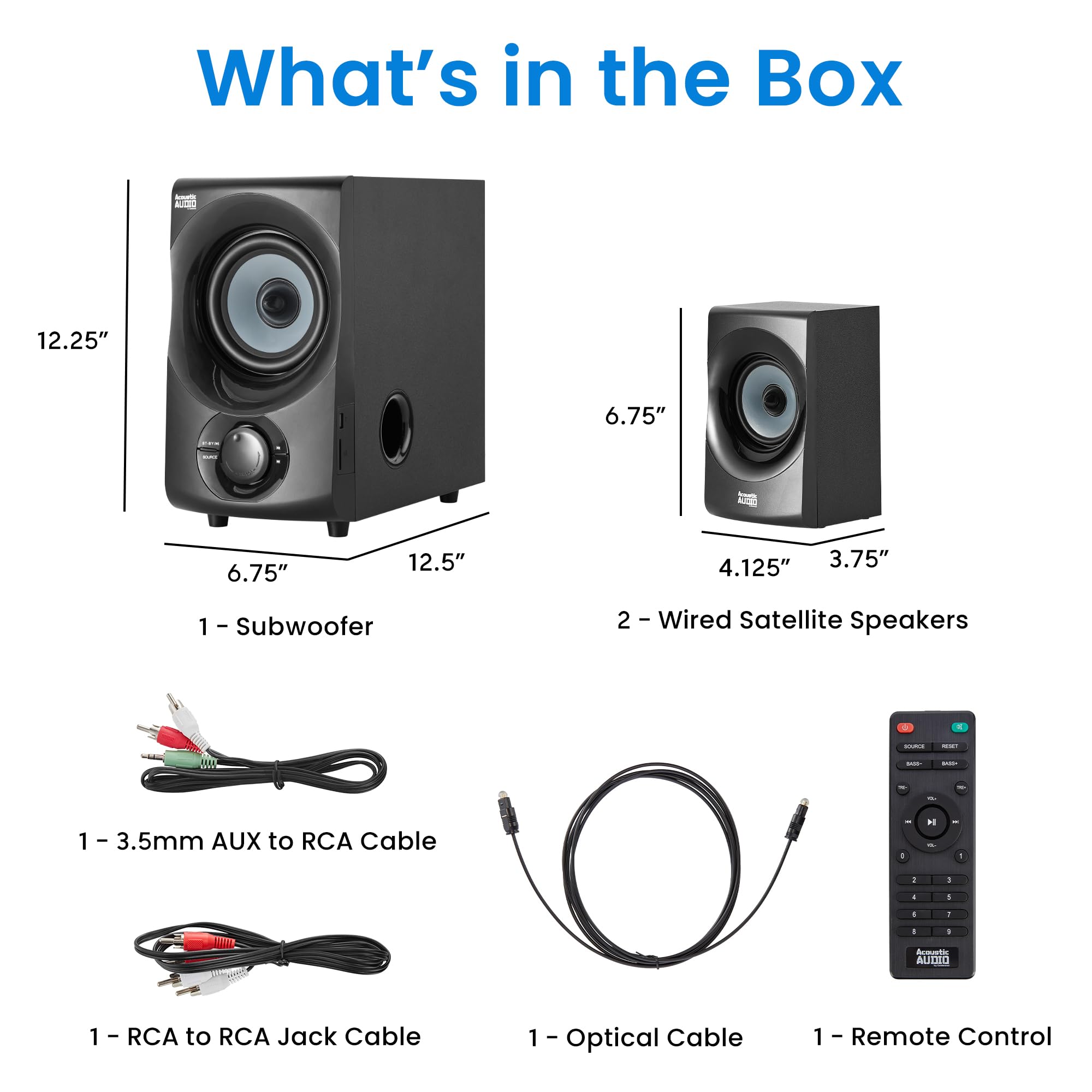 Acoustic Audio by Goldwood Bluetooth 2.1 Speaker System 2.1-Channel Home Theater Speaker System, with Optical/Aux/USB/SD Inputs Black (AA2172)