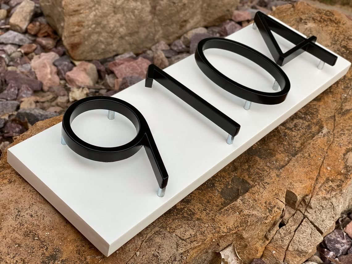 Plaques & Wall Art - Modern Farmhouse Shiplap Address Sign, Black House Numbers, Address Plaque, Farmhouse Decor, White Shiplap, Vertical/Horizontal Sign