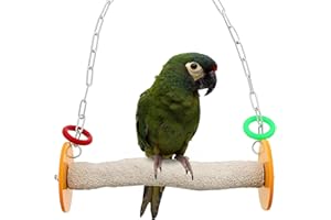 Sweet Feet and Beak Roll Bird Swing - Pumice Perch Bird Toys Trims Nails and Beaks, Safe and Non-Toxic Bird Cage Accessories for Small and Large Birds, Swinging Toys Birds Will Love, Large 10.5 Inches