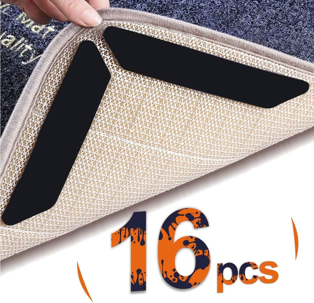 Rug Gripper for wooden floors, Larger Size 16 PCS Anti Slip Rug