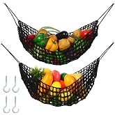 Xuhal 2 Pcs 11.8 x 20 Inch Large Macrame Fruit Hammock Under Cabinet Veggie Banana Hammock Hanging Fruit Basket Saves Counter