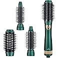 Sinperne Hair Dryer Brush, 3 in 1 Interchangerable Hair Dryer & Volumizer, Ceramic Negative Ion Curling Dryer Styler Brush with 3 Brush Heads (Green)
