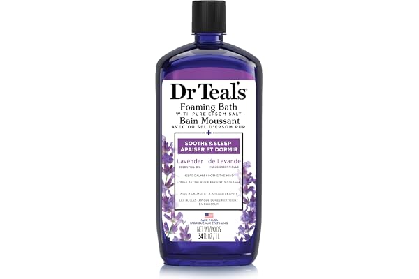 Dr Teal's Foaming Bath with Pure Epsom Salt, Soothe & Sleep with Lavender Essential Oil, 34 fl oz (Packaging May Vary)