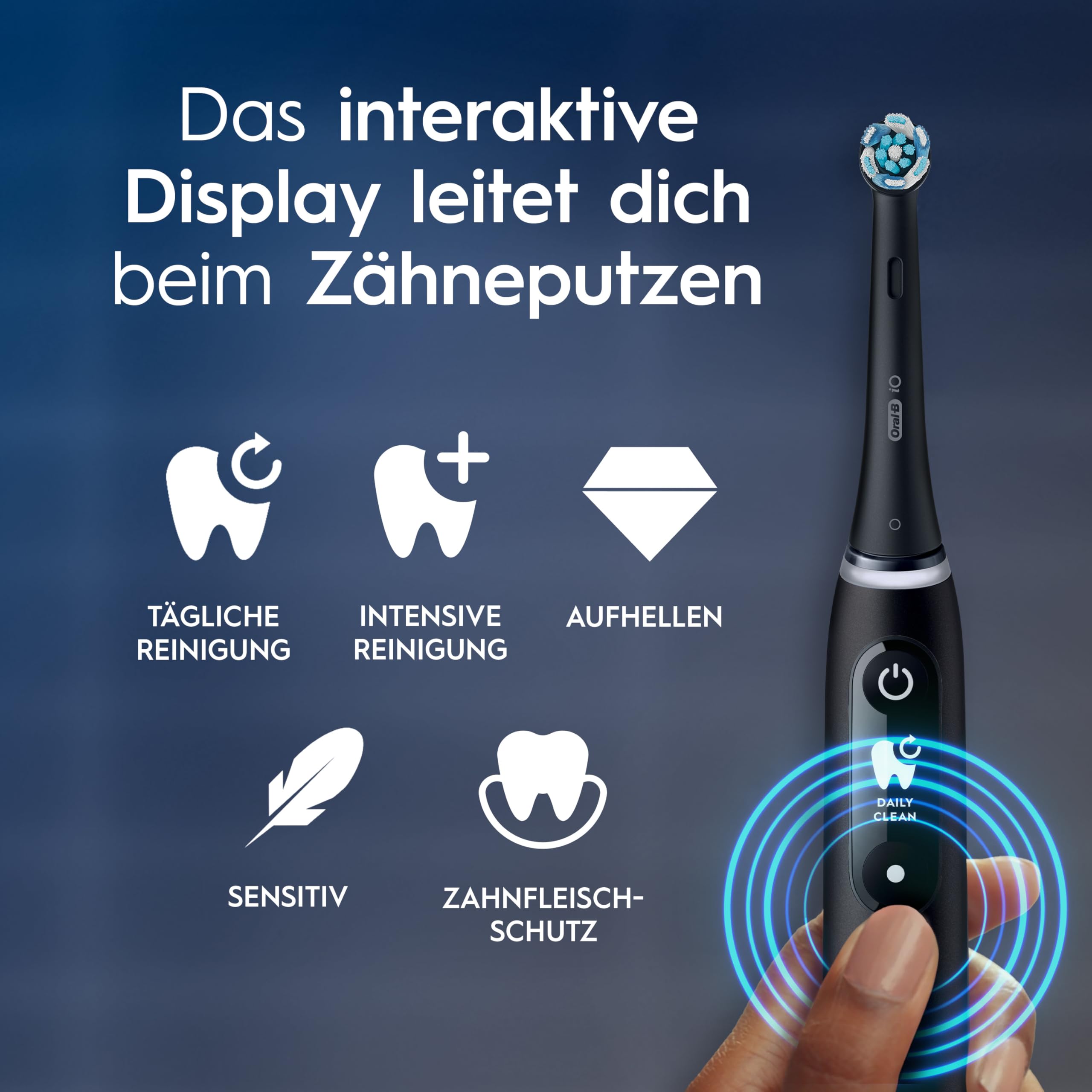 Oral-B iO Series 6 Plus Edition Elektrische Zahnbürste/Electric Toothbrush, Inkl. 3 Aufsteckbürsten, 5 Putzmodi für Zahnpflege, Reise-Etui, Designed by Braun, Schwarz 4
