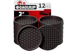GAGUIUP Non Slip Furniture Pads - 2" Anti Skid Caster Cups, 12PCS Round Furniture Coasters for Hardwood Floors, Anti Slide Furniture Cup Bed Couch Floor Protectors,Furniture Stoppers to Prevent Sliding(Brown)
