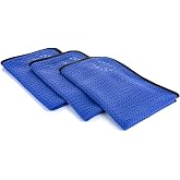 The Rag Company Dry Me A River Car Drying Towel, 16x24 in, 3-Pack | Paint-Safe &amp; Scratch-Free, Ultra-Absorbent, Royal Blue, 70/30 Blend Korean Microfiber, 390 GSM, Dries Vehicles Faster