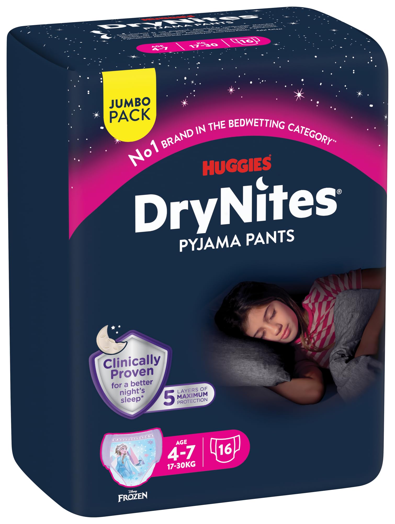 Huggies DryNites Nachtwindeln Mädchen 4-7 Jahre, 64 Stück, Pyjama Pants 2