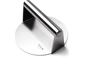 Meykers Smash Burger Press 6.3” Burger Smasher | for Griddle Grill Pan Skillet | Weight Gain Flat Presser Smashburger Maker 304 Stainless Steel | Meat Bacon Sandwich Panini | Tool Kit for BBQ Lover