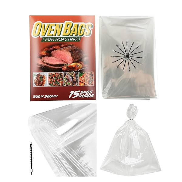 THEAKO 15COUNT COOKING ROASTING BAGS SUITABLE SIZE (12 X 15 INCH) OVEN FOR CHICKEN MEAT FISH AND VEGETABLE