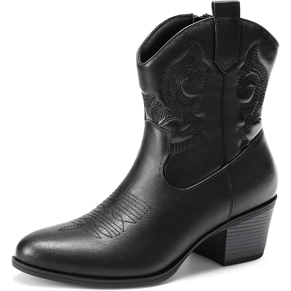Soda "ABEAM" Women's Western Ankle Boots - Pointed Toe Medium Heel Booties With Side Zipper - View #5
