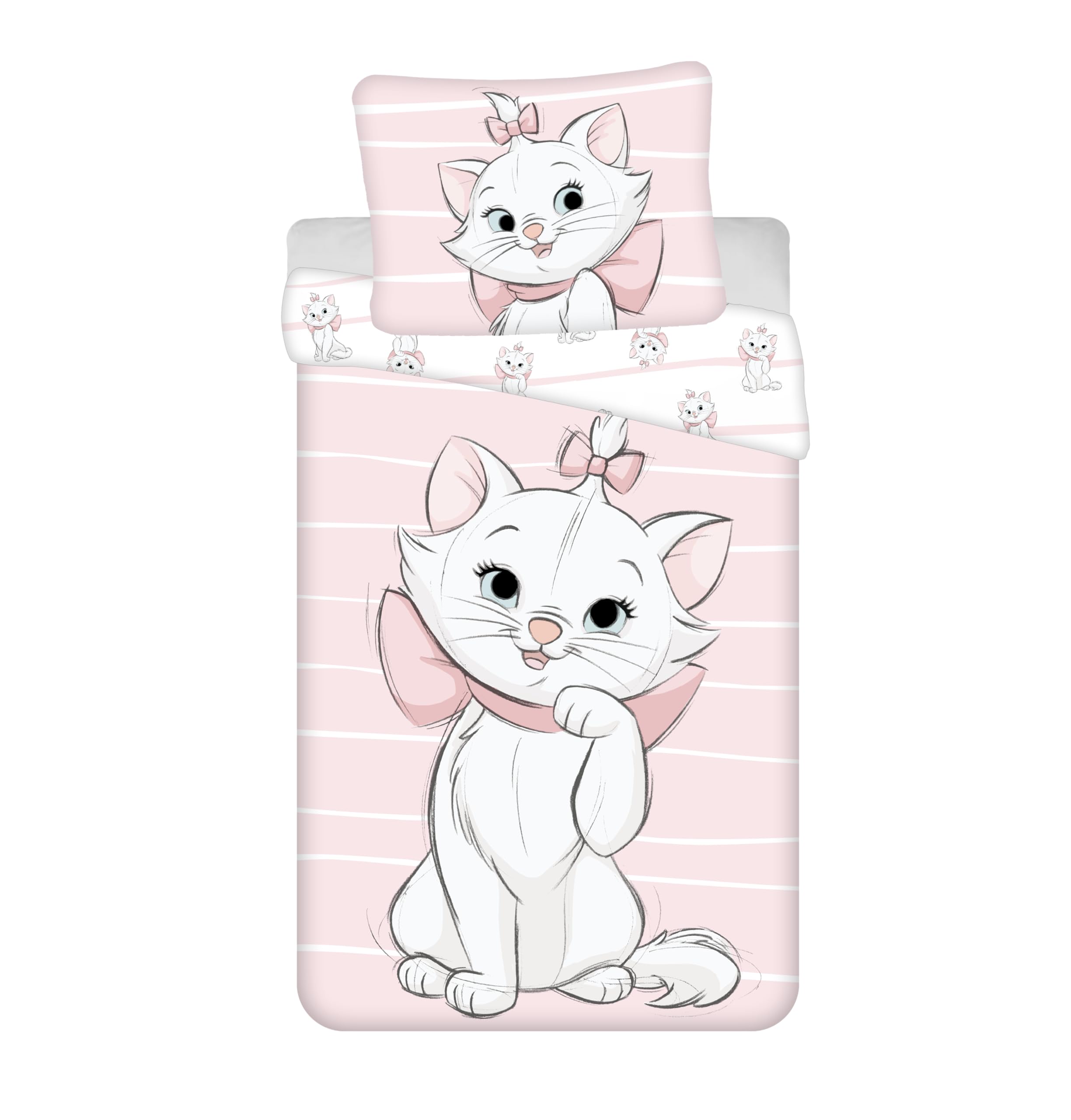Marie The Aristocats Baby Bedding Set, 100% Cotton, Reversible Disney Duvet Cover 100 x 135 cm + Pillowcase 40 x 60 cm