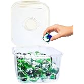 Skywin Laundry Pod Container – Push-Open Lid, Stainless Steel Look, Holds Detergent Pods & More