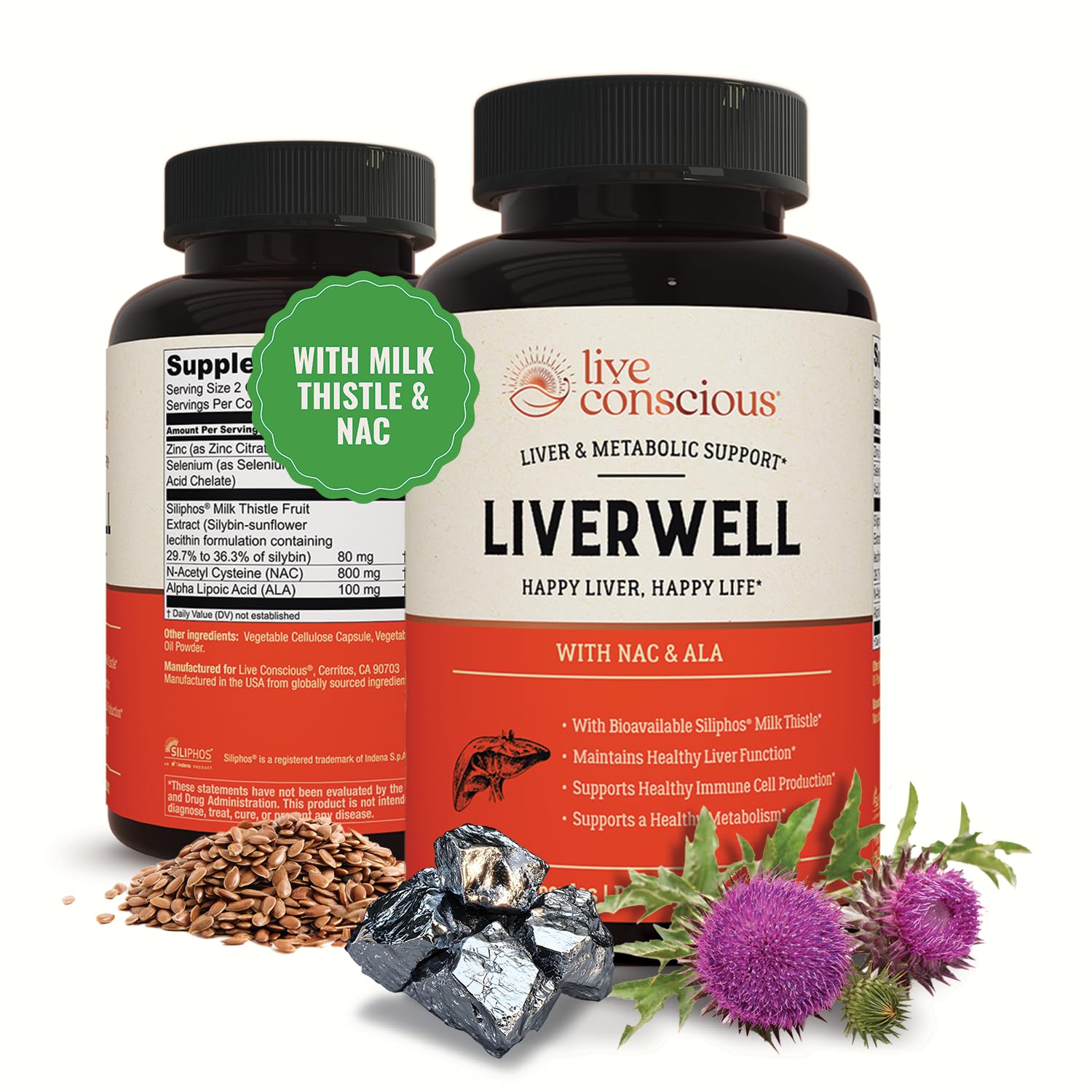 LiverWell Liver Cleanse, Rejuvenation, Metabolic Support - Liver Supplement for Liver Health w/Highly Bioavailable Milk Thistle Extract, N-Acetyl Cysteine, Alpha Lipoic Acid, Zinc, Selenium - 60 Caps