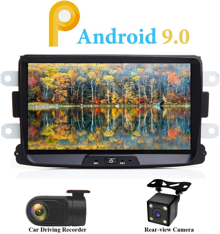 XISEDO Android 9.0 Car Stereo 8 Inch in Dash Quad Core Autoradio Head Unit Car GPS Navigation for Dacia Sandero/Renault Duster/Logan 2 (with DVR and Rear-View Camera)