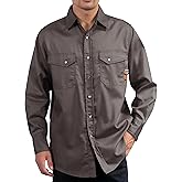 VATRENUS FR Shirts for Men 6.5oz Button Down Flame Resistant 100% Cotton Men's Pre-Washed Fire Retardant Work Shirt