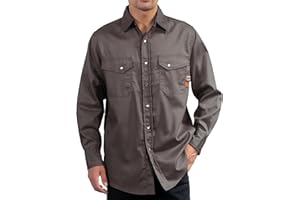 VATRENUS FR Shirts for Men 6.5oz Button Down Flame Resistant 100% Cotton Men's Pre-Washed Fire Retardant Work Shirt