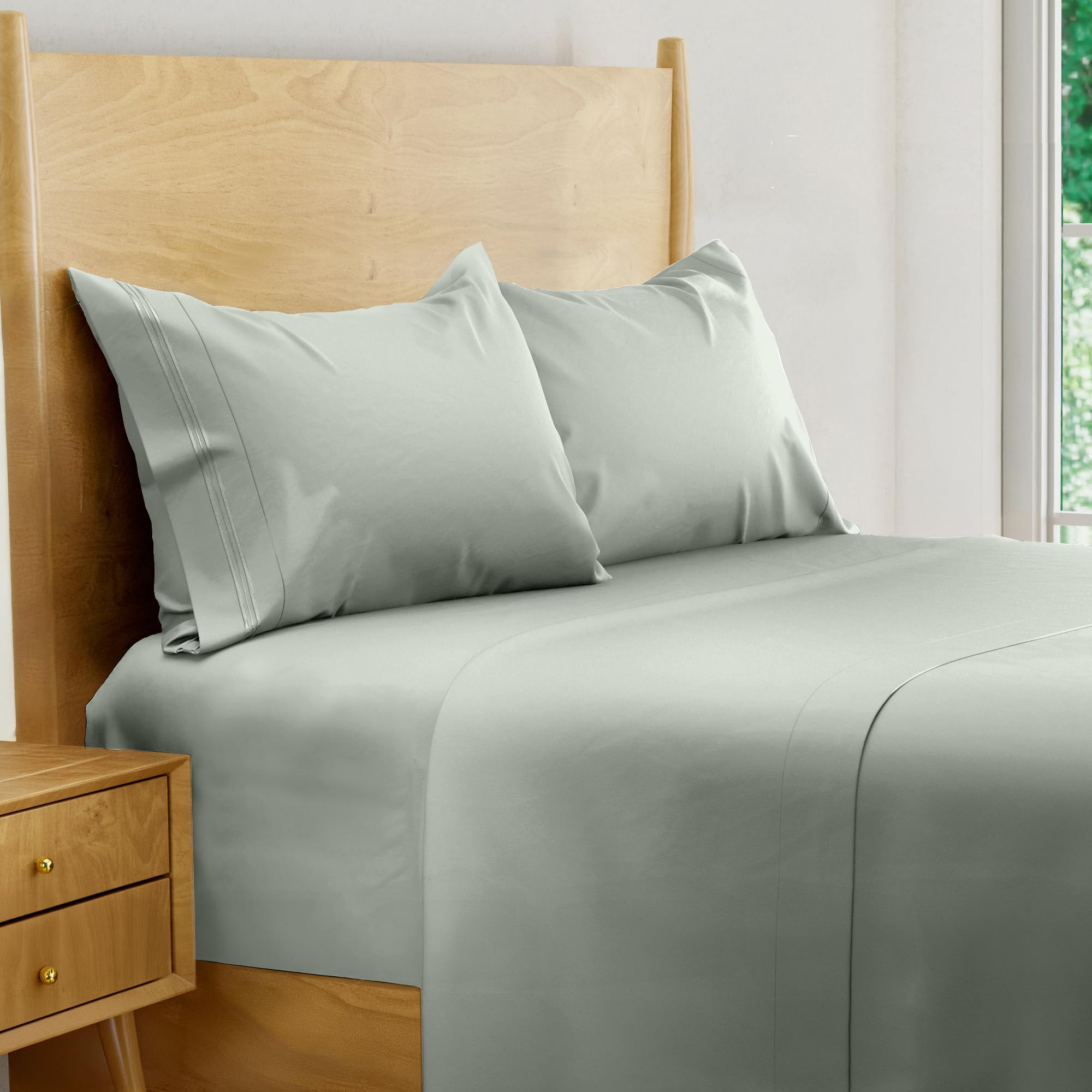 Photo 1 of BAMPURE Luxury Series King Sheet Set - 100% Viscose derived from Bamboo Sheets King Size - Super Soft Viscose Bamboo Cooling Sheets for Hot Sleepers -Up to 16’’ Deep Pocket King Sheet Set (Seaglass)