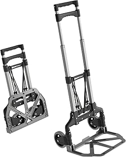 ATHLON TOOLS Aluminium Transportkarre klappbar - extra langer Teleskopgriff 110 cm - Ladefläche mit Anti-Rutsch-Pads - Leichtgängige Räder mit Soft-Laufflächen