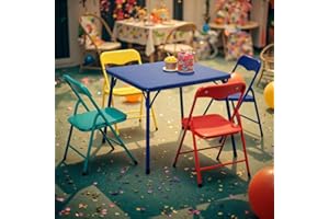 Homy Casa Set of 5 Student Folding Table and Chairs Set with Rounded Edges and Anti-Slip Pads for Holiday Parties, Family Gat