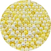 Mulutoo 1000 Pcs 6MM Gradient Imitation Pearls Faux Acrylic Pearl Beads Smooth Rainbow Beads Round Spacer Loose Beads for DIY Jewelry Making Earrings Necklaces Bracelets(16-Light Yellow AB)