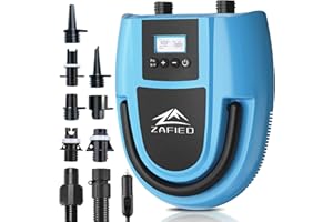 ZAFIED Electric Paddle Board Pump Portable, 20PSI High Pressure SUP Air Pump with Intelligent Dual Stage Inflation, Deflation & Auto-Off Function, 120W 12V DC Inflatable Pump for Paddleboard, Kayak, Boat