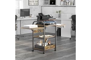 FiveWillowise Heat Press Table, Transfer Sublimation Stand with Storage Box and USB Ports, Heat Printer Stand Metal with Folding Shelf (Rustic Brown)