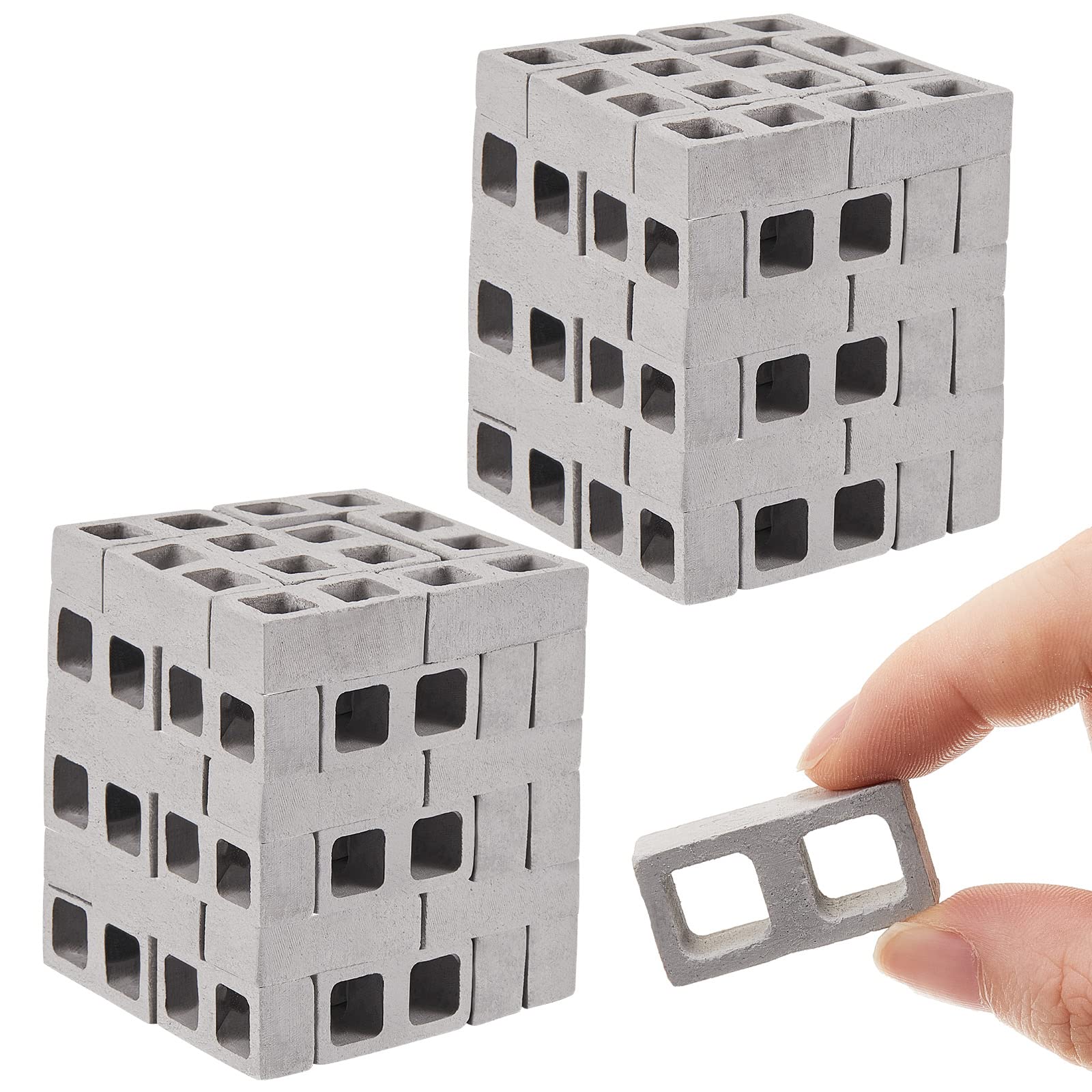 Photo 1 of Deekin 100 Pcs Mini Cinder Blocks 1/12 Scale Mini Bricks Miniature Building Blocks for Dollhouse Accessories DIY Construction Toys Supplies