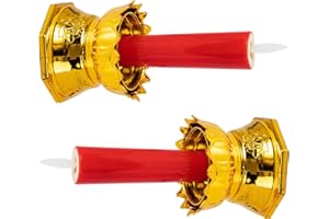 WOFASHPURET 2pcs 16cm Red LED Lotus Base Electric Candle Lights Flameless Buddha Candle Lamps for Home
