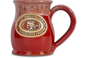 Greater Distance NFL Football San Francisco 49ers 14 oz Two-Tone Tall Belly Mug, Handmade Large Ceramic Coffee Mug With Team Logo for True Fans, Premium Deneen Pottery Made in USA