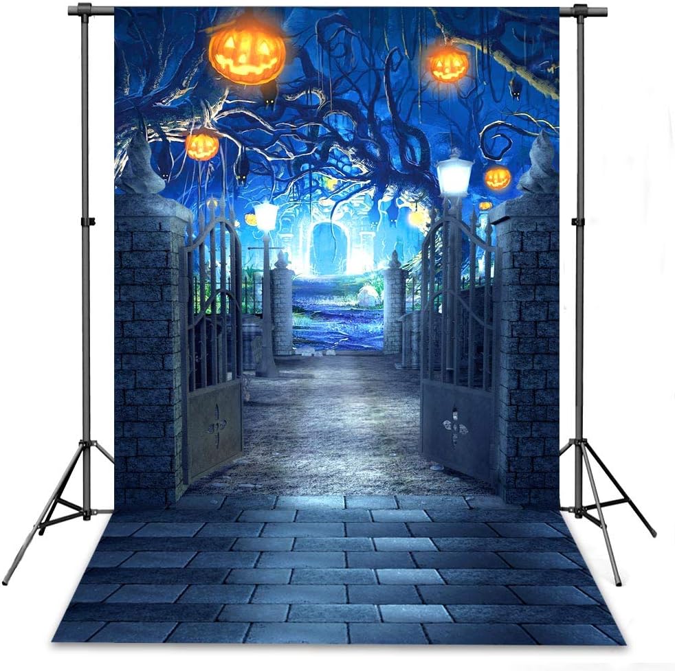 econious Halloween Backdrop, 1.5x2.1m Halloween Horrible Stone Castle Terror Tree Pumpkin Lantern Backdrop for Studio Props Photo Backdrop (Backdrop Only)