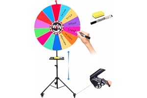 Yuneme 24-inch Spinning Prize Wheel, Adjustable 37"-65" Height Spin Doodle Game Spinner, Storable Prize Wheel Spinner with Tr