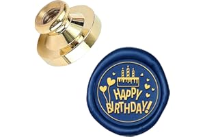 SUPERDANT Happy Birthday Pattern Wax Seal Stamp Head 0.98" Removable Brass Head Vintage Sealing Stamp for Embellishment of Ch