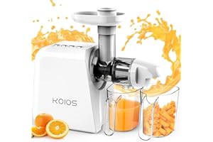KOIOS Upgraded Juicer Machines, Cold Press Juicer, Slow Masticating Juicers with Two Speed Modes, Juicer Extractor for fruits and veggies, Reverse Function, Full Copper Motor, Easy to Clean with Brush