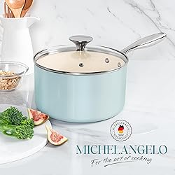 MICHELANGELO 3 Quart Saucepan with Lid - Non Toxic