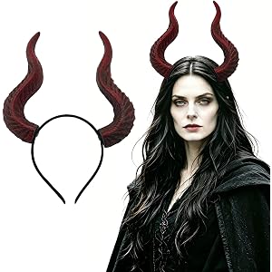 ONEUPIN Red Devil Horns Headband Realistic Demon Horns Cosplay Costume Accessory, Halloween Devil Horn for Adults, DIY Assemb