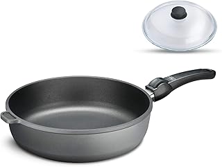 Aluguss Bratpfanne 28 cm Induktion Hoher Rand 7 cm Innenhöhe I Pfanne Induktionsherd I Schmorpfanne 28cm I Abnehmbarer Griff Hochrandpfanne