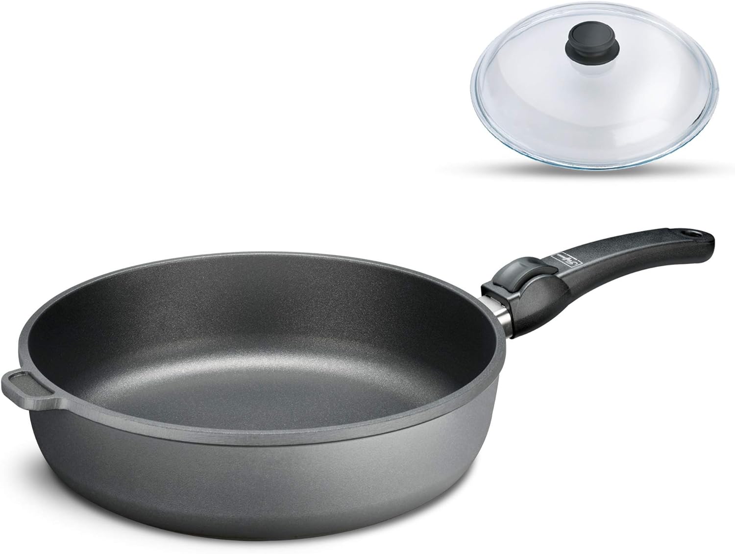 Aluguss Bratpfanne 28 cm Induktion Hoher Rand 7 cm Innenhöhe I Pfanne Induktionsherd I Schmorpfanne 28cm I Abnehmbarer Griff Hochrandpfanne