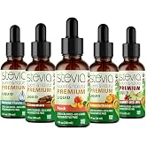 Stevia Intl (Pack of 5) TEA LOVERS Bundle. Premium Stevia Drops with 5 Flavors in Glass Bottles. All Naturally Sweet, Non-Bitter, 0 Calorie, 0 carb, 0 Calorie, NON-GMO, Diabetic &amp; Keto Friendly (1oz)