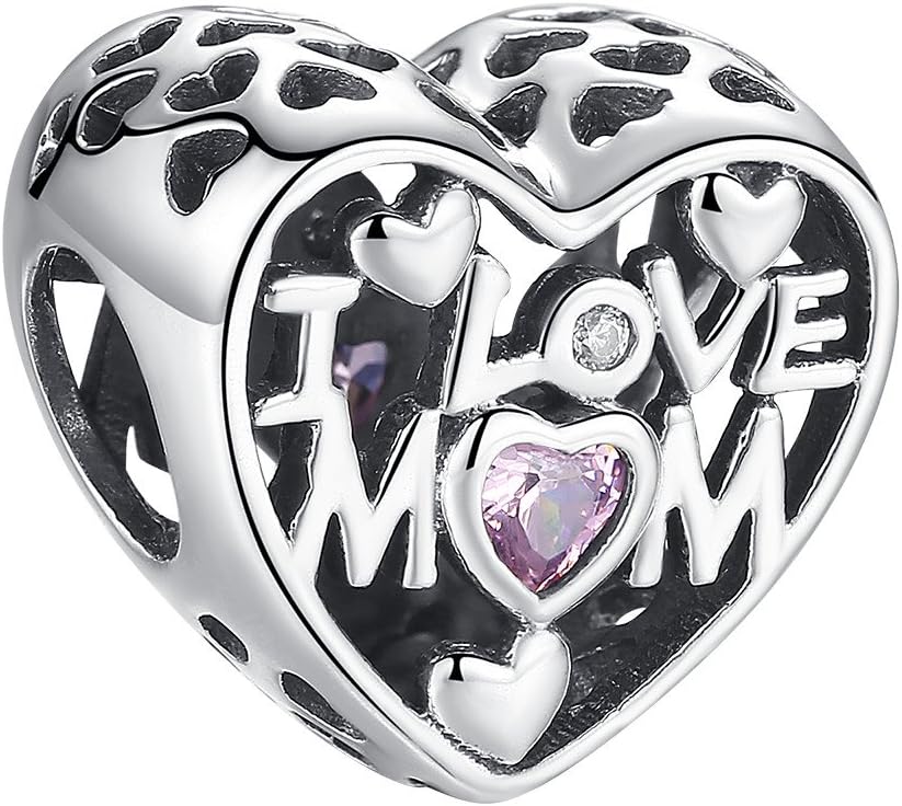 ASELFAD I Love You Heart Sterling Silver Charms for Bracelets Best Birthday Anniversary Valentines Day Mothers Day Christmas Gifts for Mom Daughter Wife