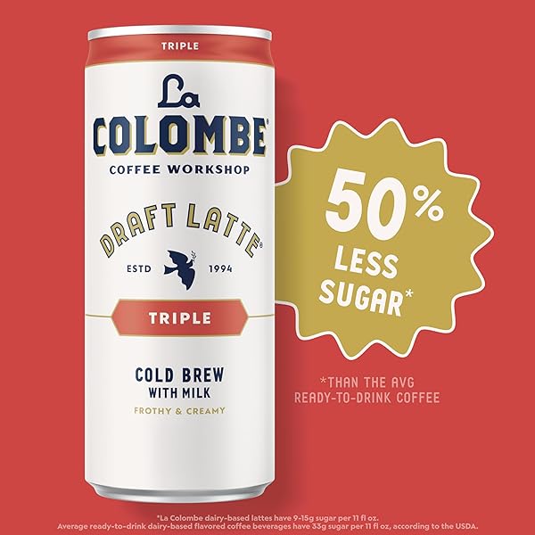 LA COLOMBE COFFEE, TRIPLE DRAFT LATTE, 11 FL OZ CANS (PACK OF 12), COFFEEHOUSE QUALITY COLD BREW, SPECIALTY GRADE COFFEE BEANS, READY-TO-DRINK ON-THE-GO