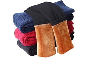 LUOUSE Girls Stretch Velvet Fleece Lined Leggings Little Kids Skinny Warm Thick Cable Knit Pants